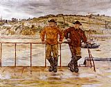 Jean Francois Raffaelli Paintings - Fishermen at Jersey by Jean Francois Raffaelli